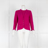 Chanel Fuchsia Cashmere Button Down Long Sleeve Pullover