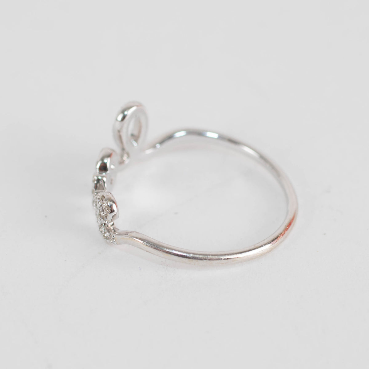 Sydney Evan 14ct White Gold & Pave Diamond Love Ring