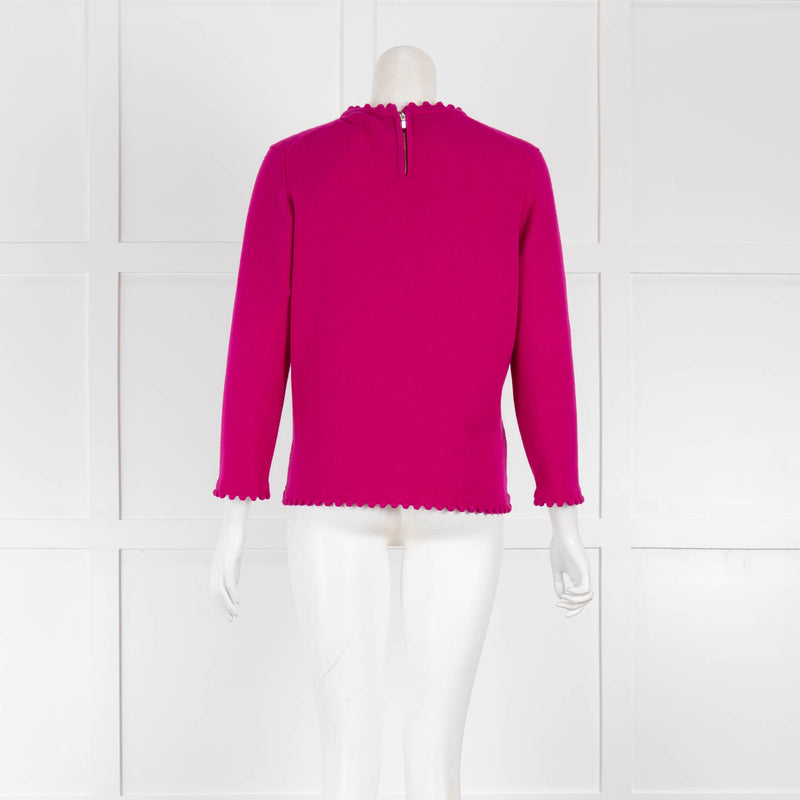 Chanel Fuchsia Cashmere Button Down Long Sleeve Pullover