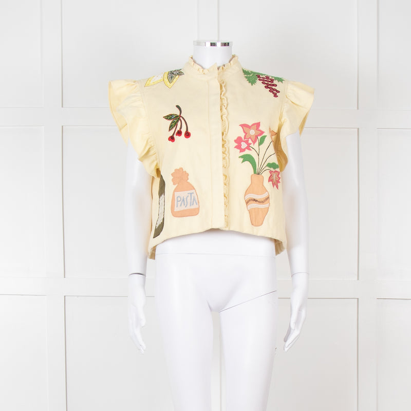 Stella Nova Lemon Yellow Embellished Denim Vest