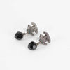Chanel Gun Metal CC Black Crystal Earrings