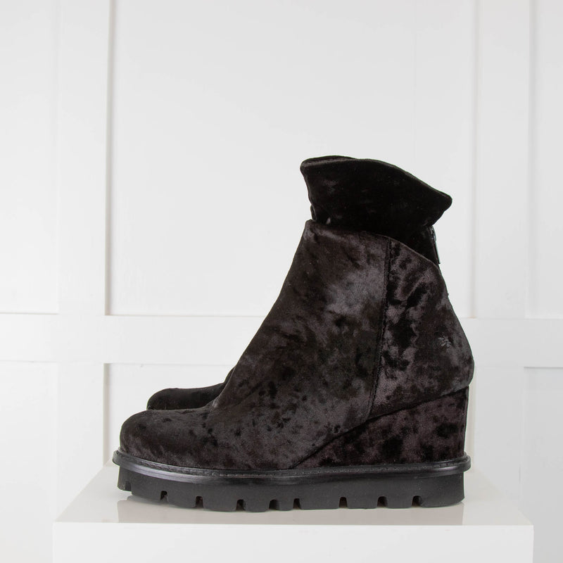 Patrizia Bonfanti Black Velvet Ankle Boots