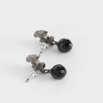 Chanel Gun Metal CC Black Crystal Earrings