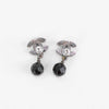 Chanel Gun Metal CC Black Crystal Earrings