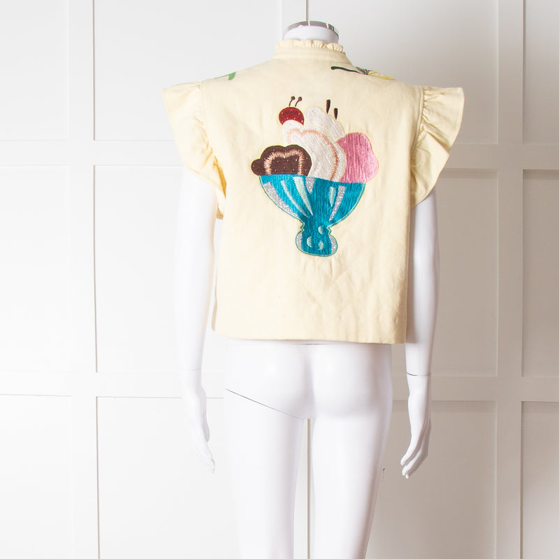 Stella Nova Lemon Yellow Embellished Denim Vest