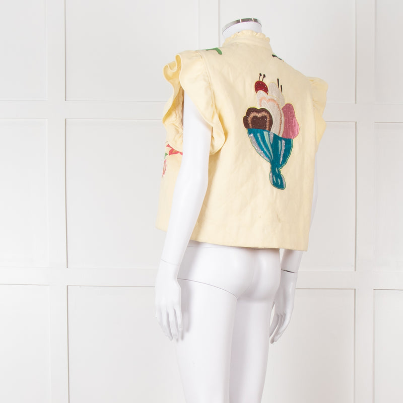Stella Nova Lemon Yellow Embellished Denim Vest