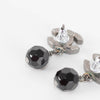 Chanel Gun Metal CC Black Crystal Earrings