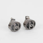 Chanel Gun Metal Grey CC Stud Earrings
