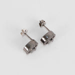 Chanel Gun Metal Grey CC Stud Earrings