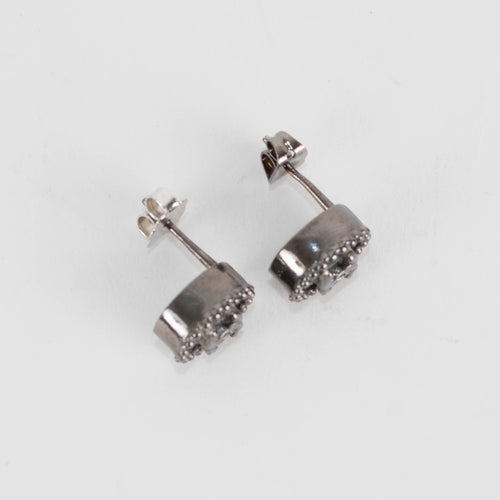 Chanel Gun Metal Grey CC Stud Earrings