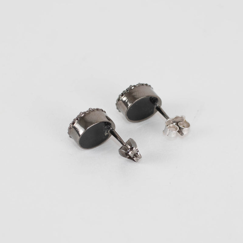Chanel Gun Metal Grey CC Stud Earrings