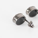 Chanel Gun Metal Grey CC Stud Earrings