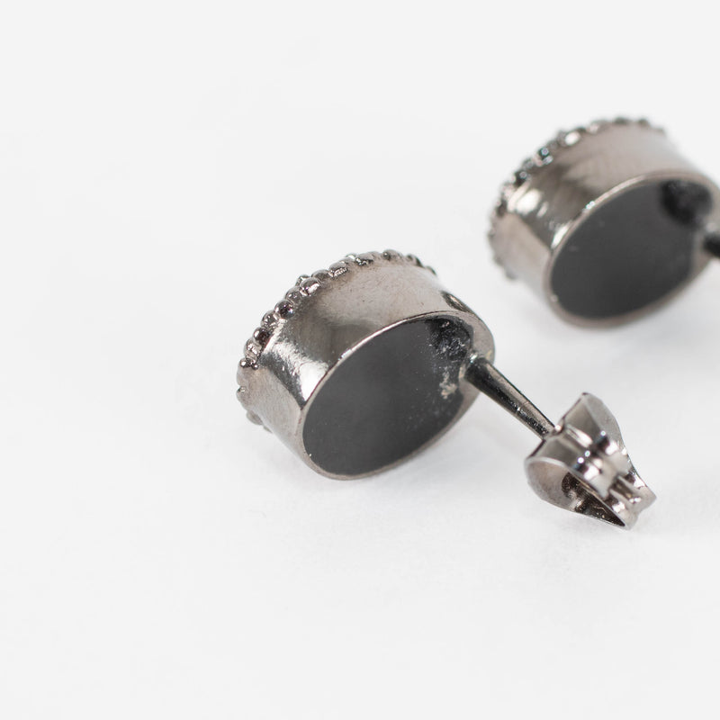 Chanel Gun Metal Grey CC Stud Earrings
