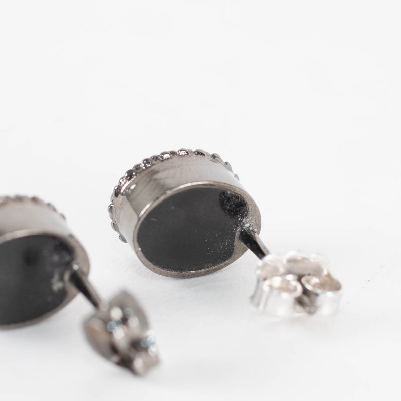 Chanel Gun Metal Grey CC Stud Earrings