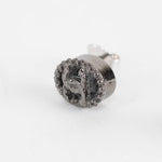 Chanel Gun Metal Grey CC Stud Earrings