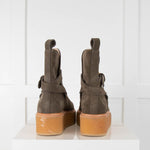 Ulla Jonhson Khaki Green Suede Rubber Sole Ankle Boots