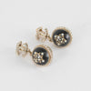 Chanel Gold CC Black Resin Crystal Ball Drop Earrings