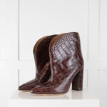 Paris Texas Brown Embossed Leather Ankle Boots