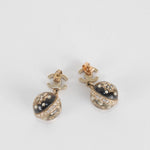Chanel Gold CC Black Resin Crystal Ball Drop Earrings