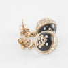 Chanel Gold CC Black Resin Crystal Ball Drop Earrings