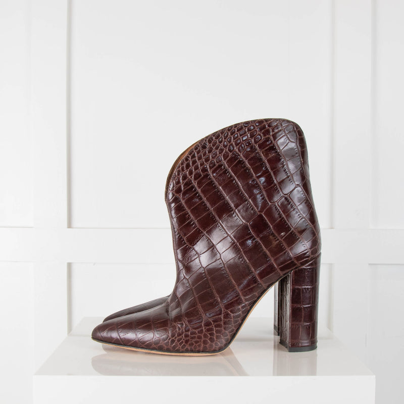 Paris Texas Brown Embossed Leather Ankle Boots