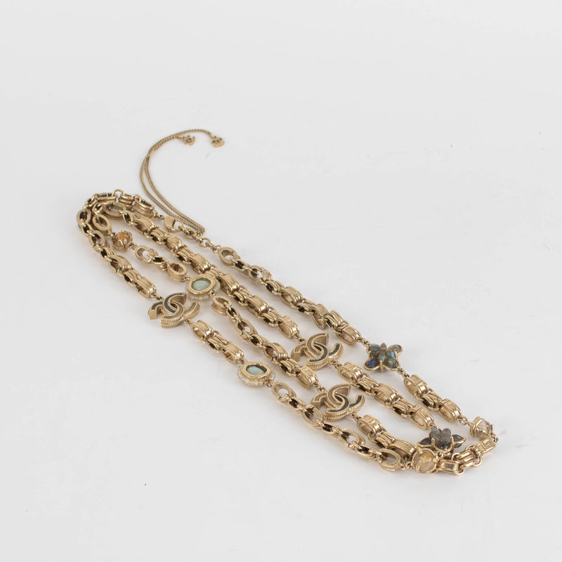 Chanel Gold CC Chalcedony Bead Chain Necklace