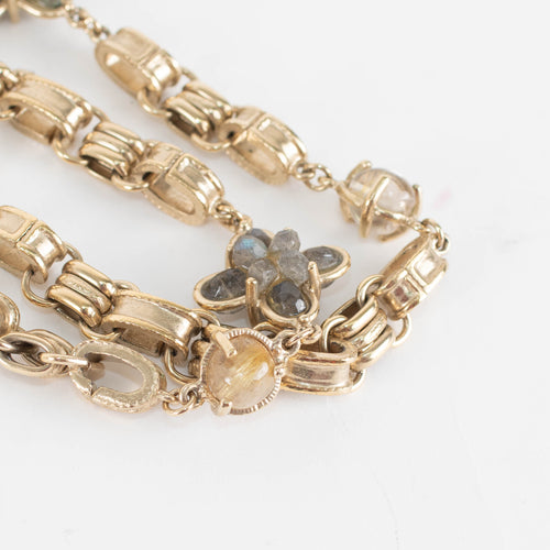 Chanel Gold CC Chalcedony Bead Chain Necklace