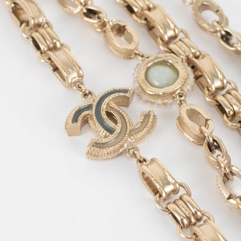 Chanel Gold CC Chalcedony Bead Chain Necklace