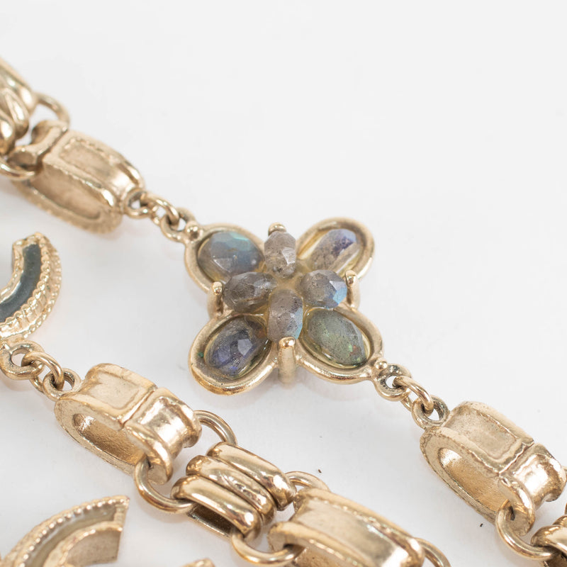 Chanel Gold CC Chalcedony Bead Chain Necklace