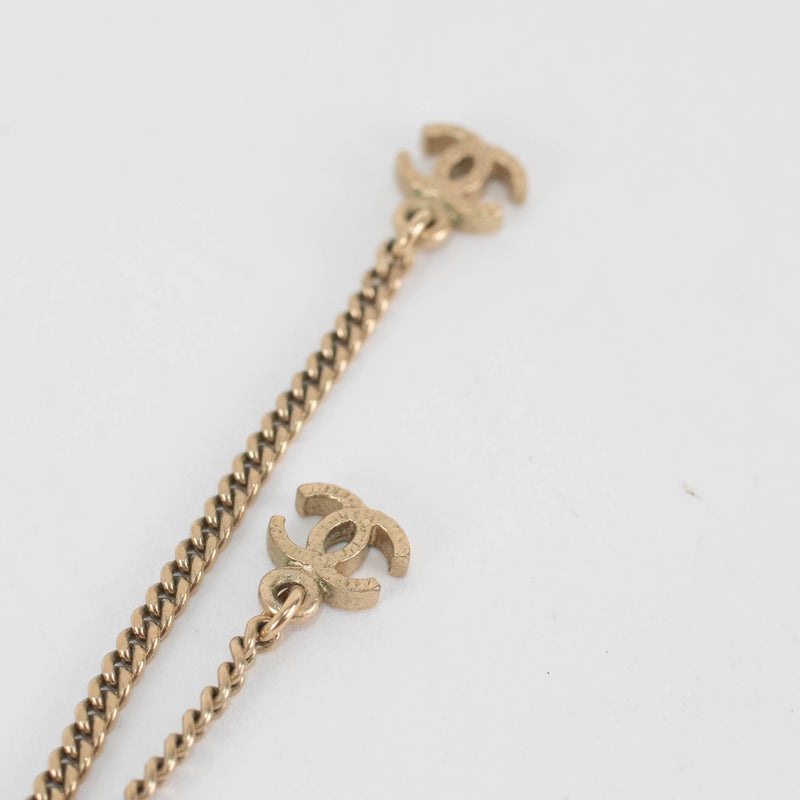 Chanel Gold CC Chalcedony Bead Chain Necklace