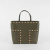 Tory Burch Khaki T Studded Leather Tote Bag