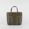 Tory Burch Khaki T Studded Leather Tote Bag