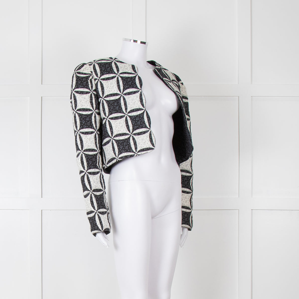 Sea New York Black White Geometric Applique Quilted Jacket