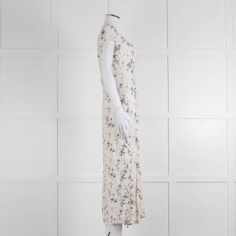 Reformation Small Floral Print Dress With Side Buttons