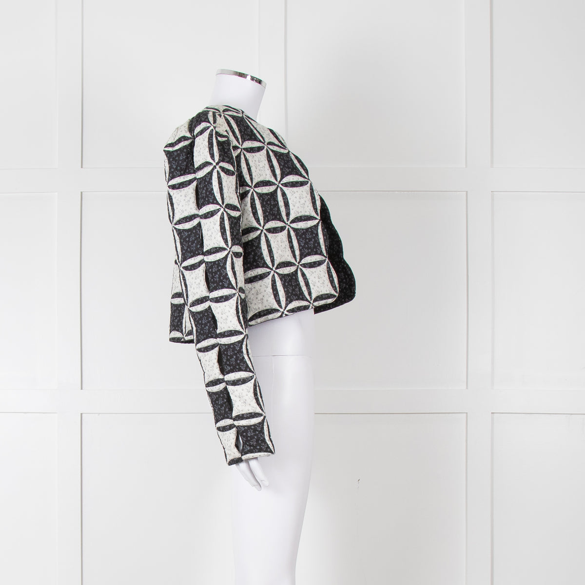 Sea New York Black White Geometric Applique Quilted Jacket
