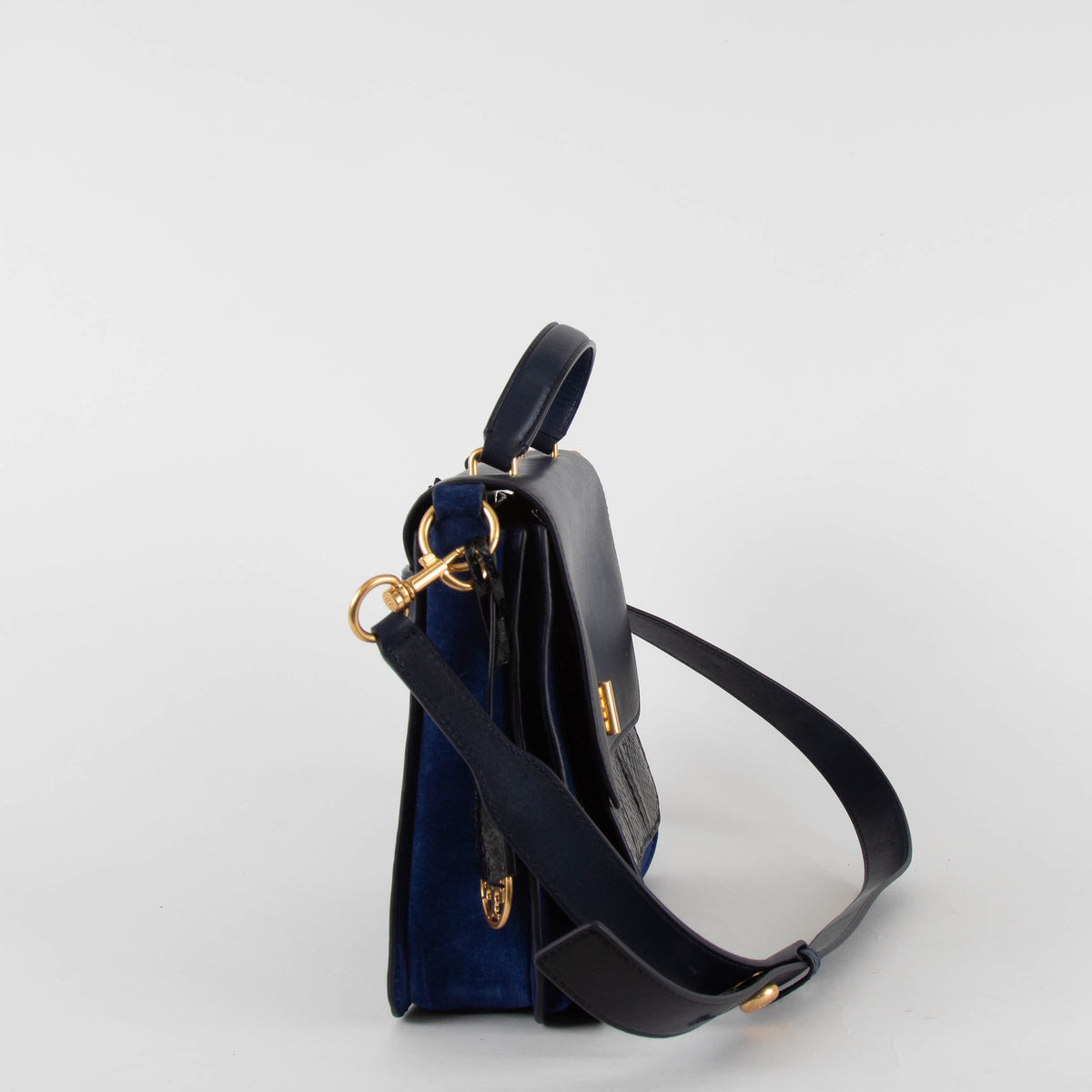 Tory Burch Blue Suede And Snake Effect Shoulder Bag