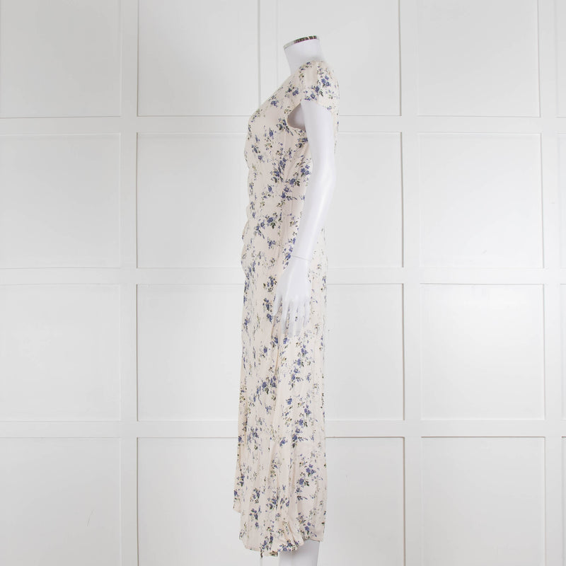 Reformation Small Floral Print Dress With Side Buttons