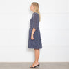 Claudie Pierlot Navy And White Small Print Tiered Dress