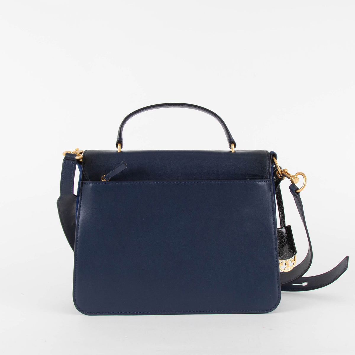 Tory Burch Blue Suede And Snake Effect Shoulder Bag
