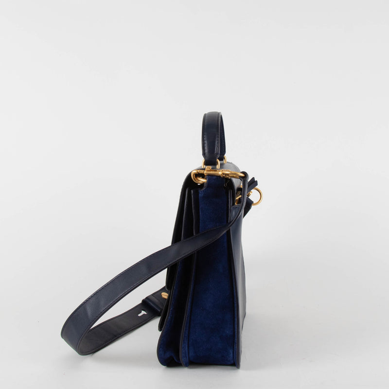 Tory Burch Blue Suede And Snake Effect Shoulder Bag