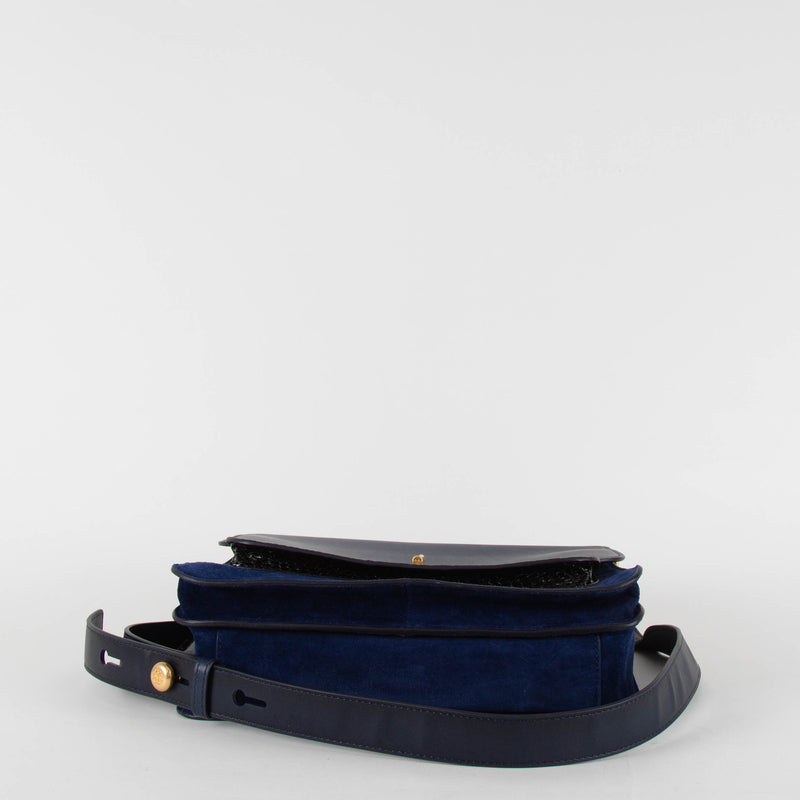 Tory Burch Blue Suede And Snake Effect Shoulder Bag