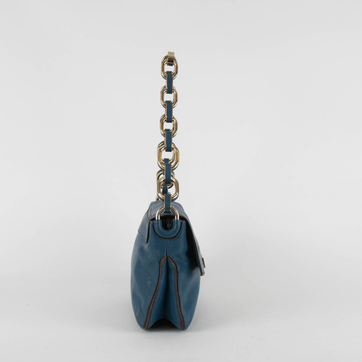 Anya Hindmarch Blue Gold Chunky Chain Shoulder Bag