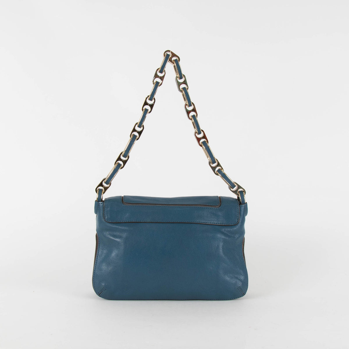 Anya Hindmarch Blue Gold Chunky Chain Shoulder Bag