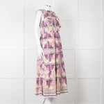 Sea New York Multi Floral Pleated Frill Detail Cotton Maxi Dress