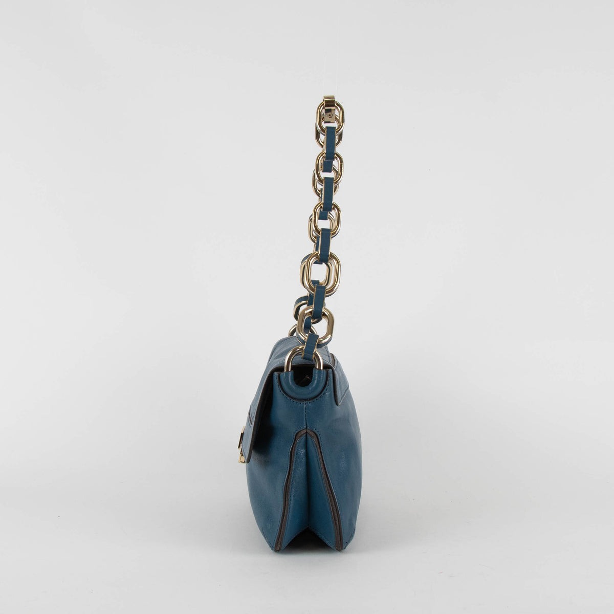 Anya Hindmarch Blue Gold Chunky Chain Shoulder Bag