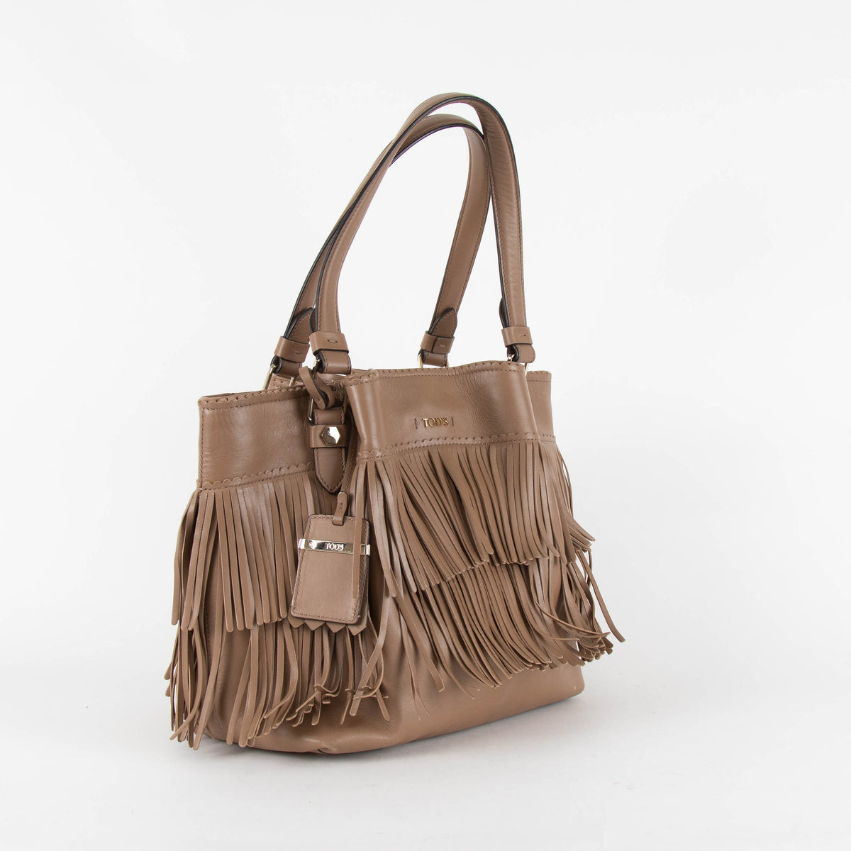 Tod's Light Brown Leather Fringe Handbag