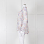 Joie Cream Pink Blue Pleats Detail Silk Top