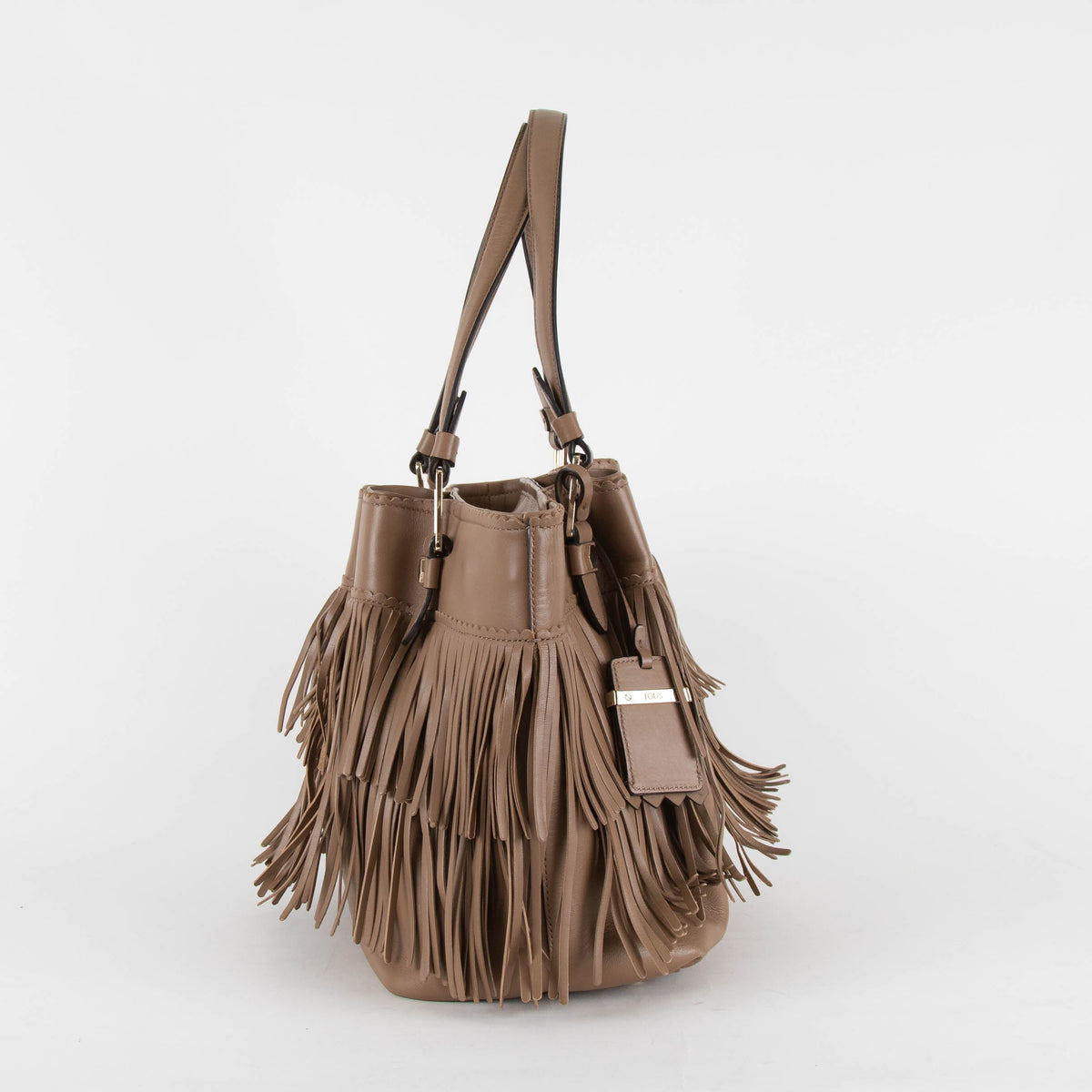 Tod's Light Brown Leather Fringe Handbag