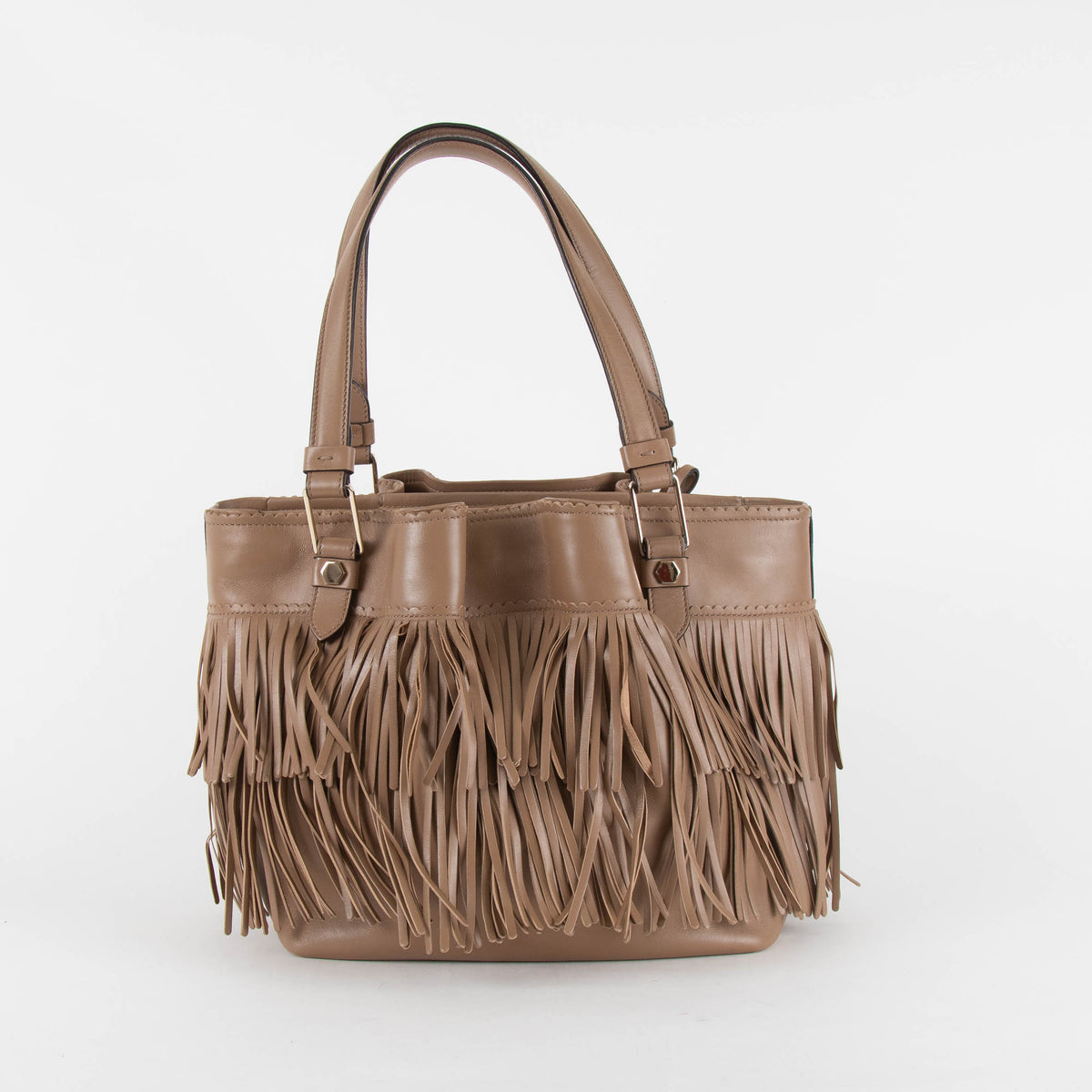 Tod's Light Brown Leather Fringe Handbag
