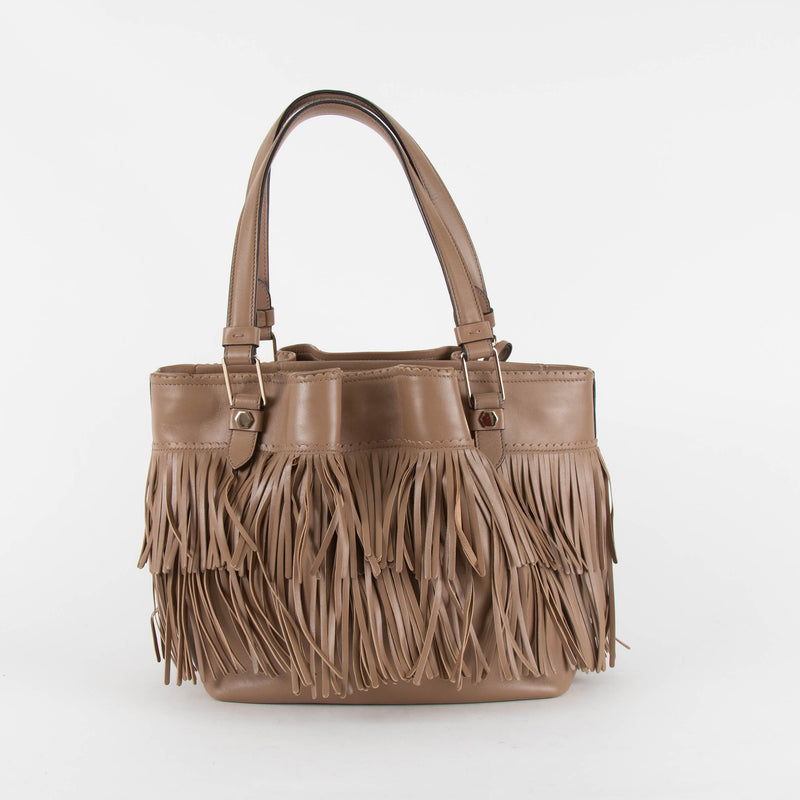 Tod's Light Brown Leather Fringe Handbag